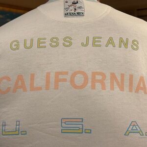 80's Vintage Unisex Guess Georges Marciano Cardigan Sweatshirt w/ Pastel Graphic